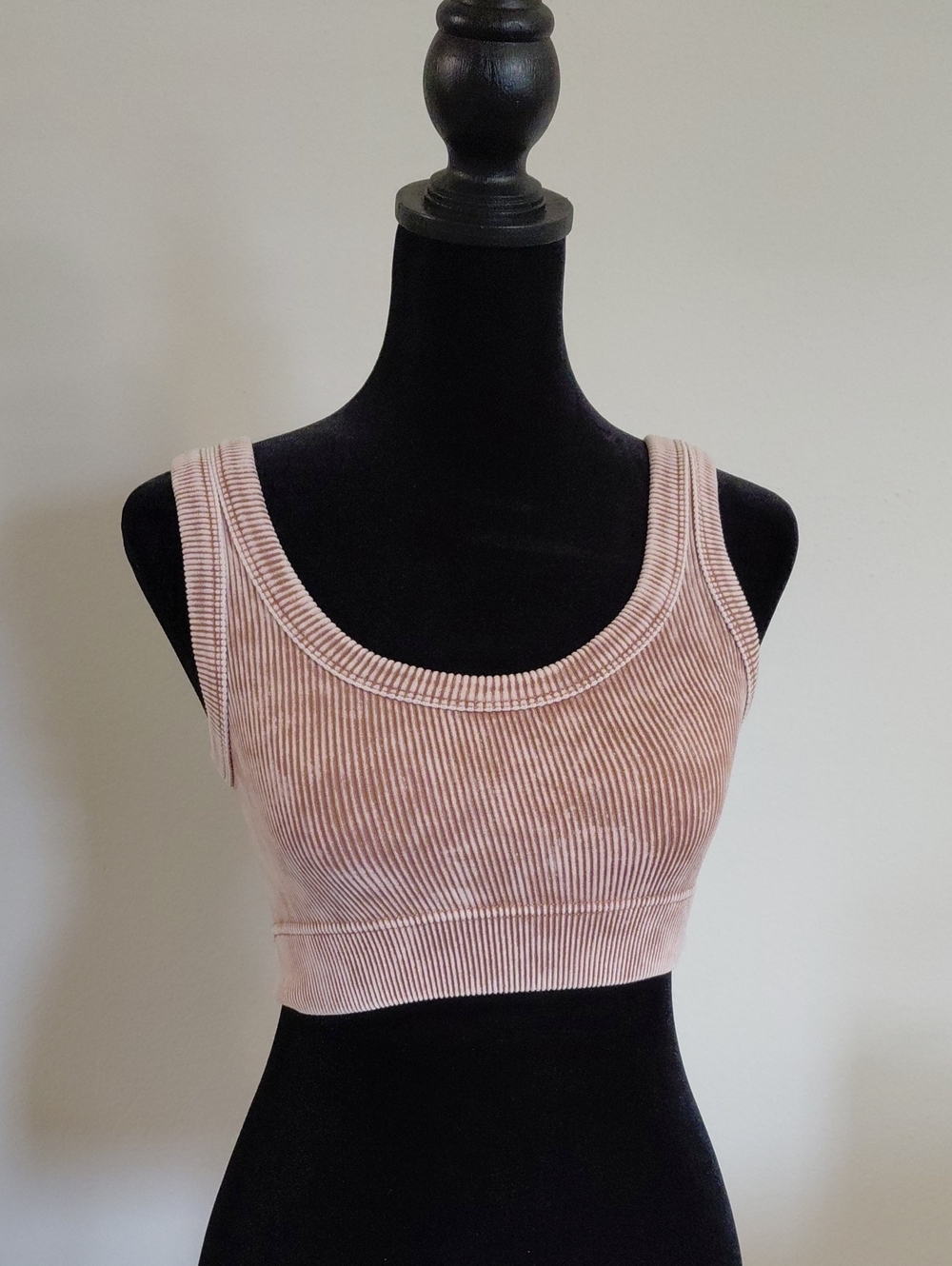 Zenana Outfitters Ribbed Crop Tank Top in Brown